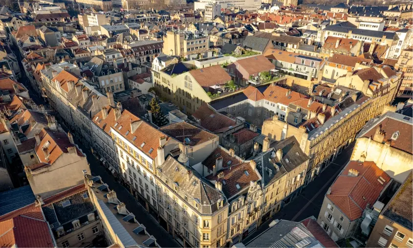 Vue aérienne du centre-ville de Metz